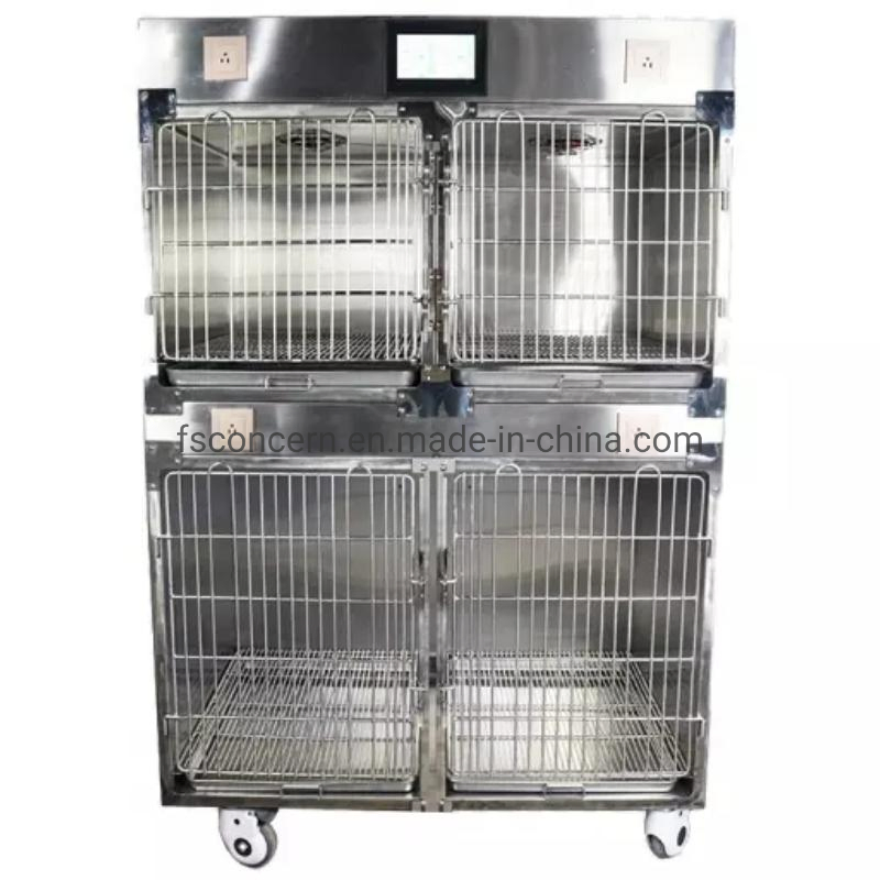 Hot Sale ICU Pet Hospital Recovery Cage Veterinary Professional 304 Stainless Steel Clinical Oxygen Infrared Therapy Combination Cages