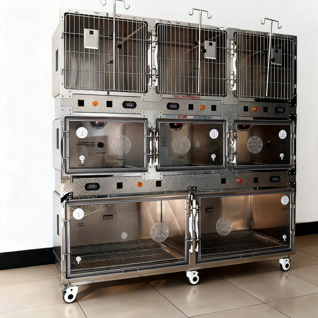 Veterinary Equipment Stainless Steel Heated Oxygen Cage for Comfortable Pet Recovery