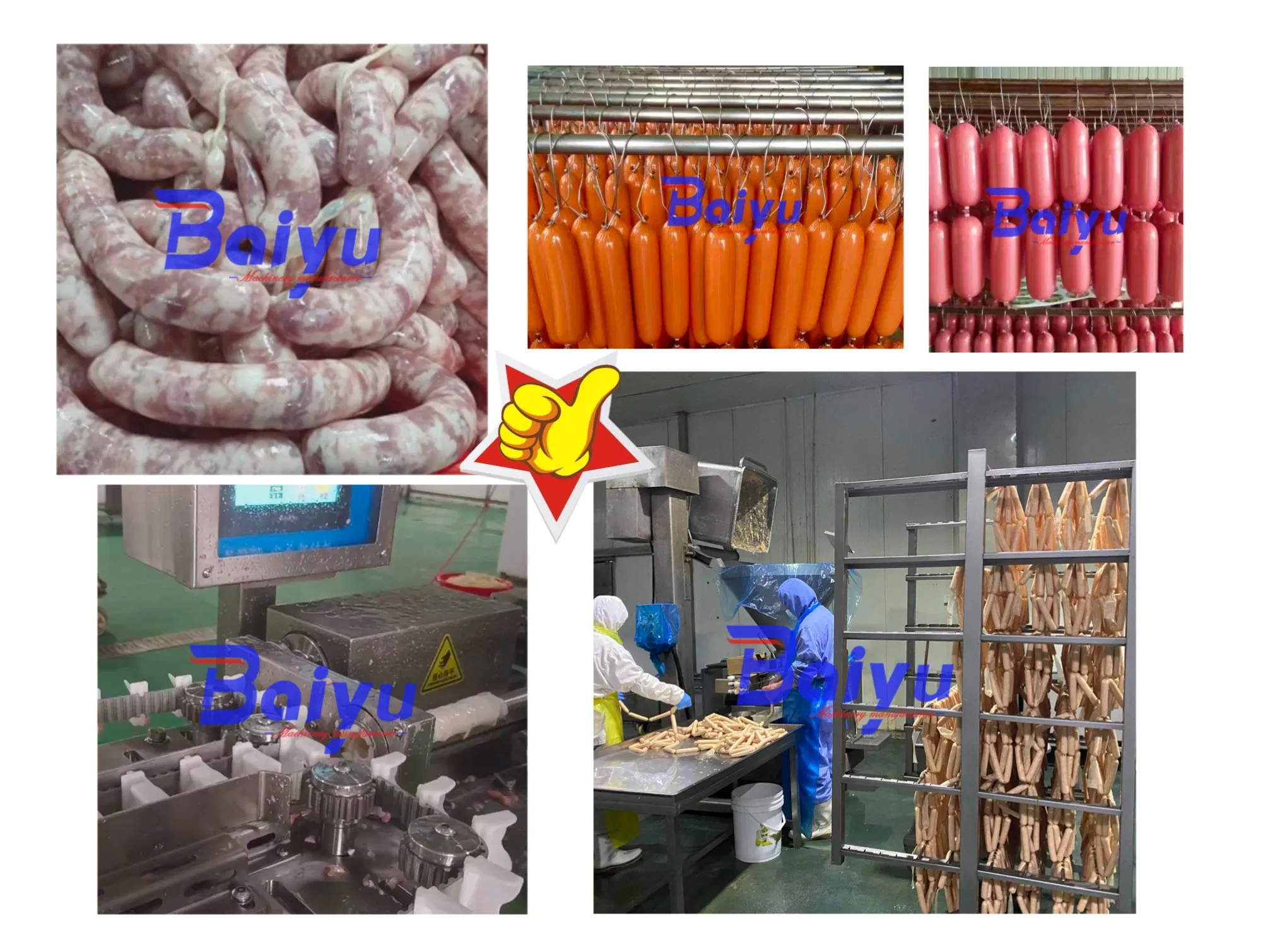 Baiyu Automatic Vacuum Sausage Production Line Smoked/Italian/Sausage Frankfurter Bratwurst Chorizo Salami Pork Beef Fish Chicken Processing Sausage Machine