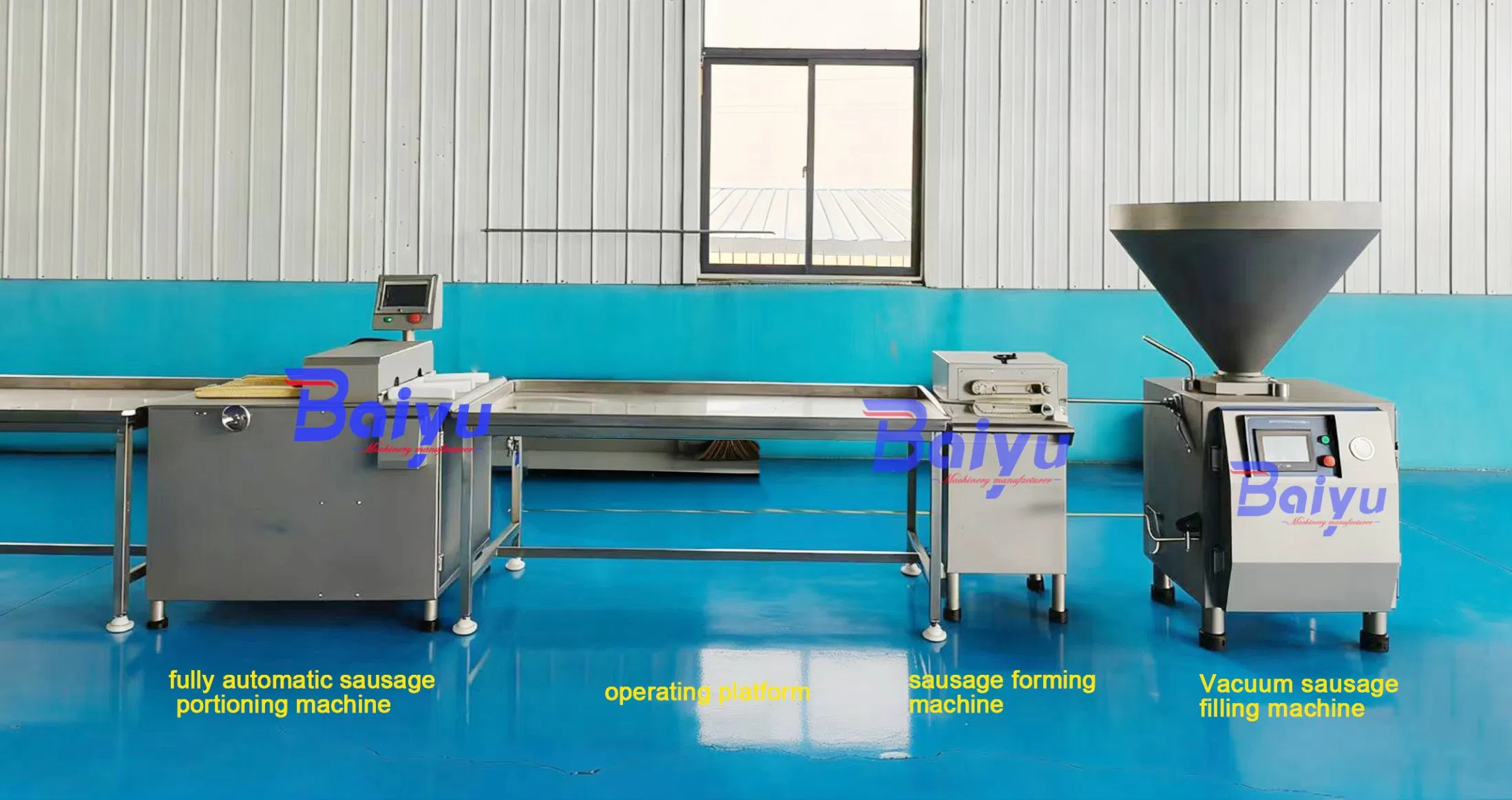 Baiyu Automatic Vacuum Sausage Production Line Smoked/Italian/Sausage Frankfurter Bratwurst Chorizo Salami Pork Beef Fish Chicken Processing Sausage Machine