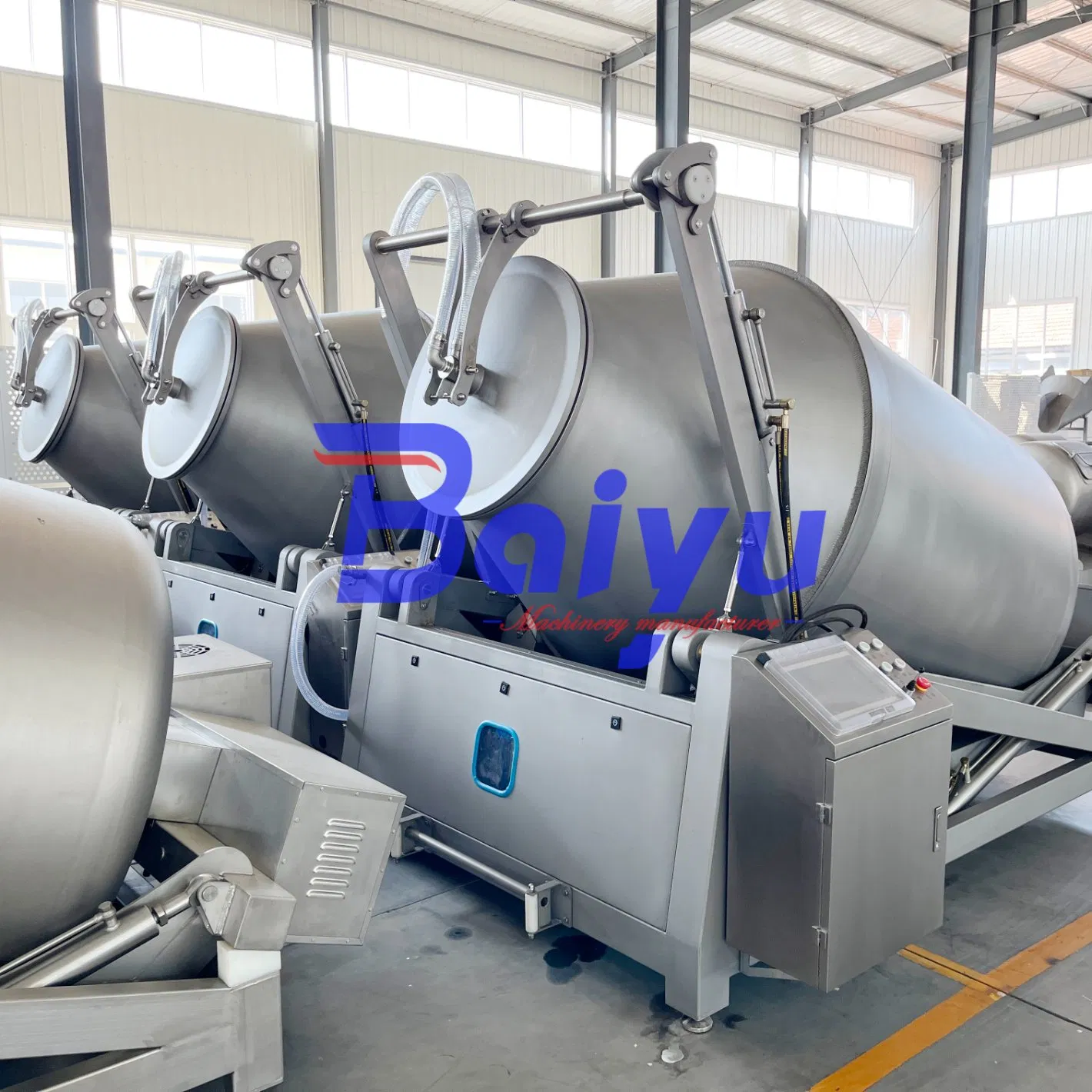 Automatic Industrial 304stainless Steel Hydraulic Meat Vacuum Marinating Tumbler Bowl Cutter Mixer Tenderize Sausage Filling Stuffer Meat Processing Machine