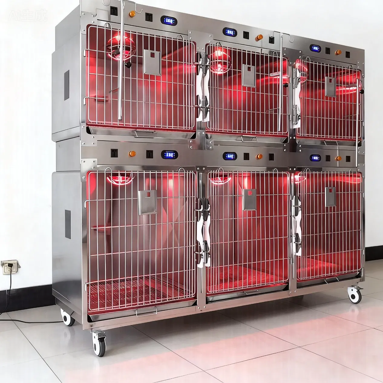 Veterinary Equipment Oxygen-Enriched Pet Recovery Cage with Veterinary Heat Lamp