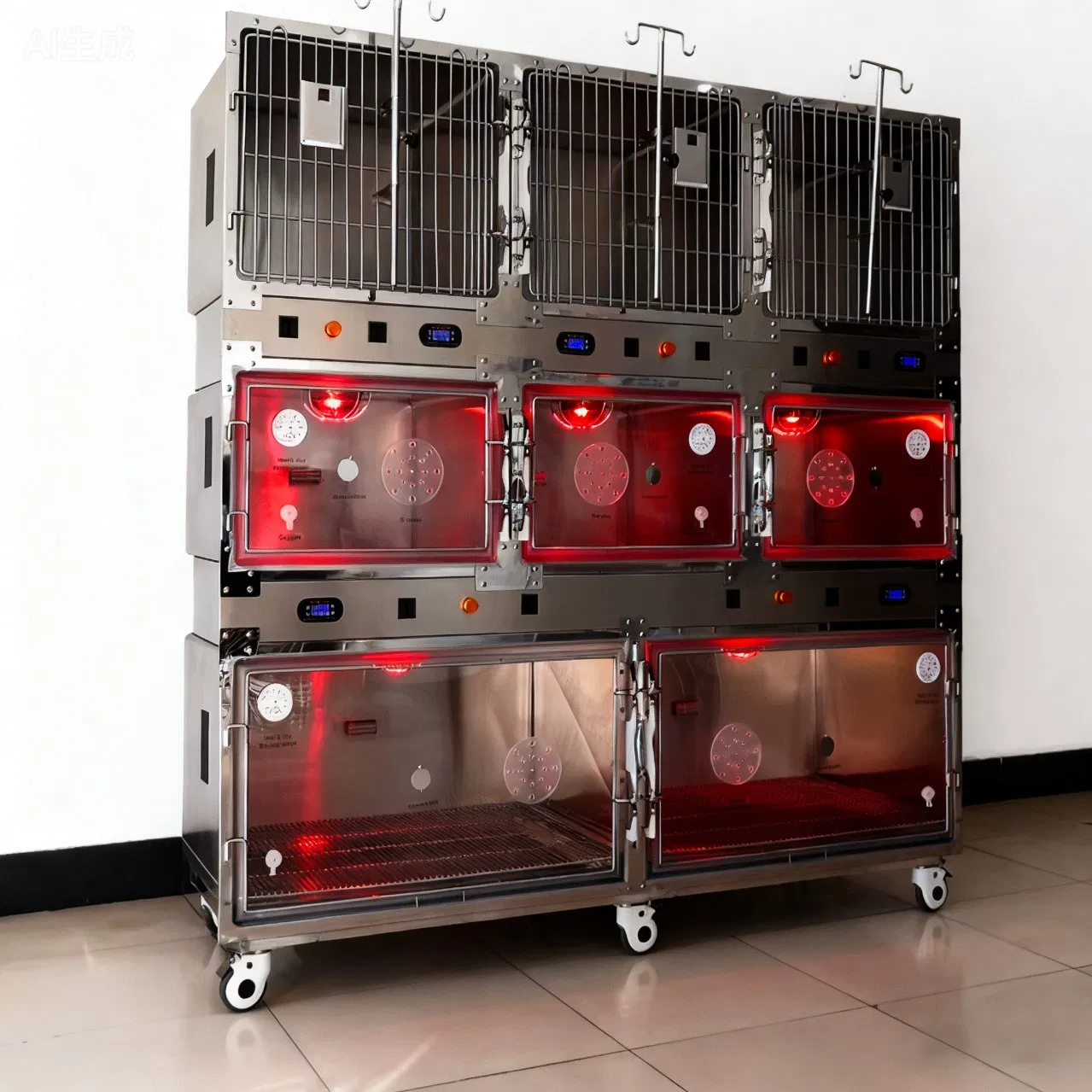 Veterinary Equipment Premium Heated Stainless Steel Oxygen Cage for Pets Recovery Needs