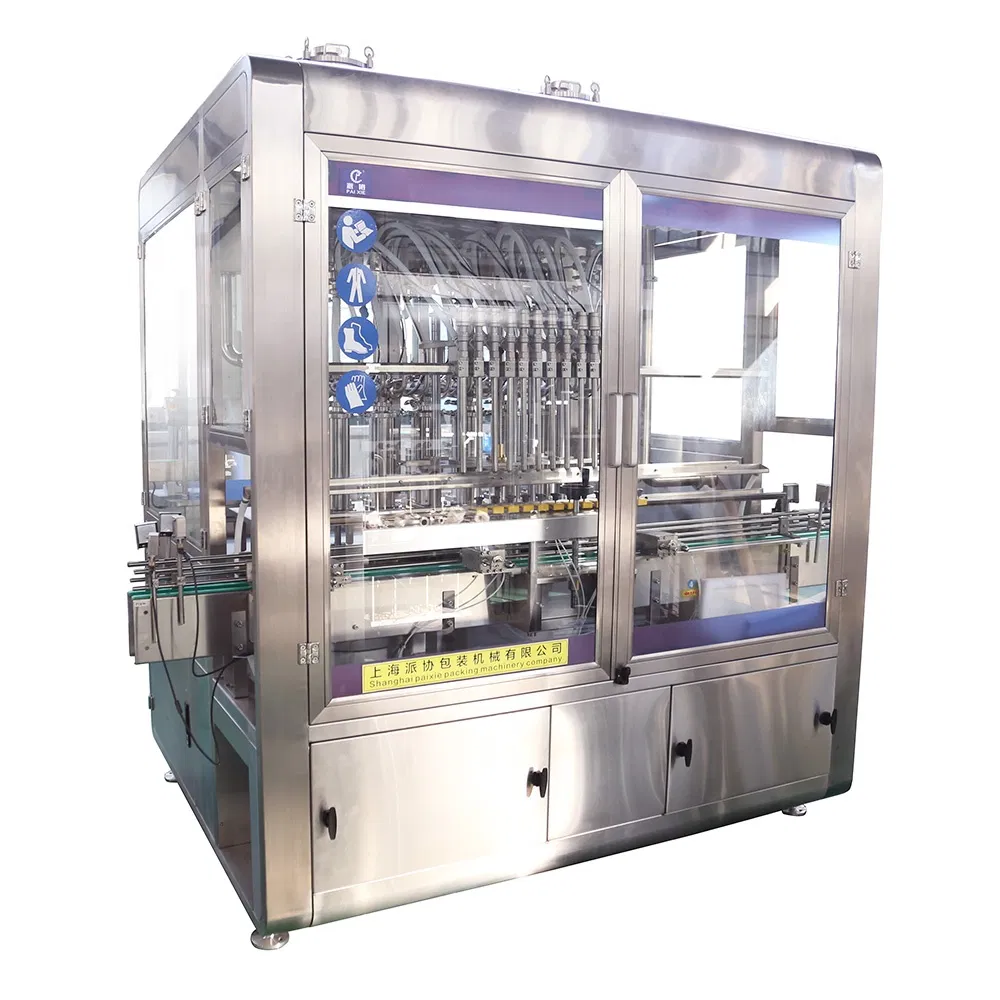 4-in-1 Piston Filling Machine for Viscous Liquid Automatic Bottling, Capping &amp; Labeling for Pet/Glass, ±0.5%