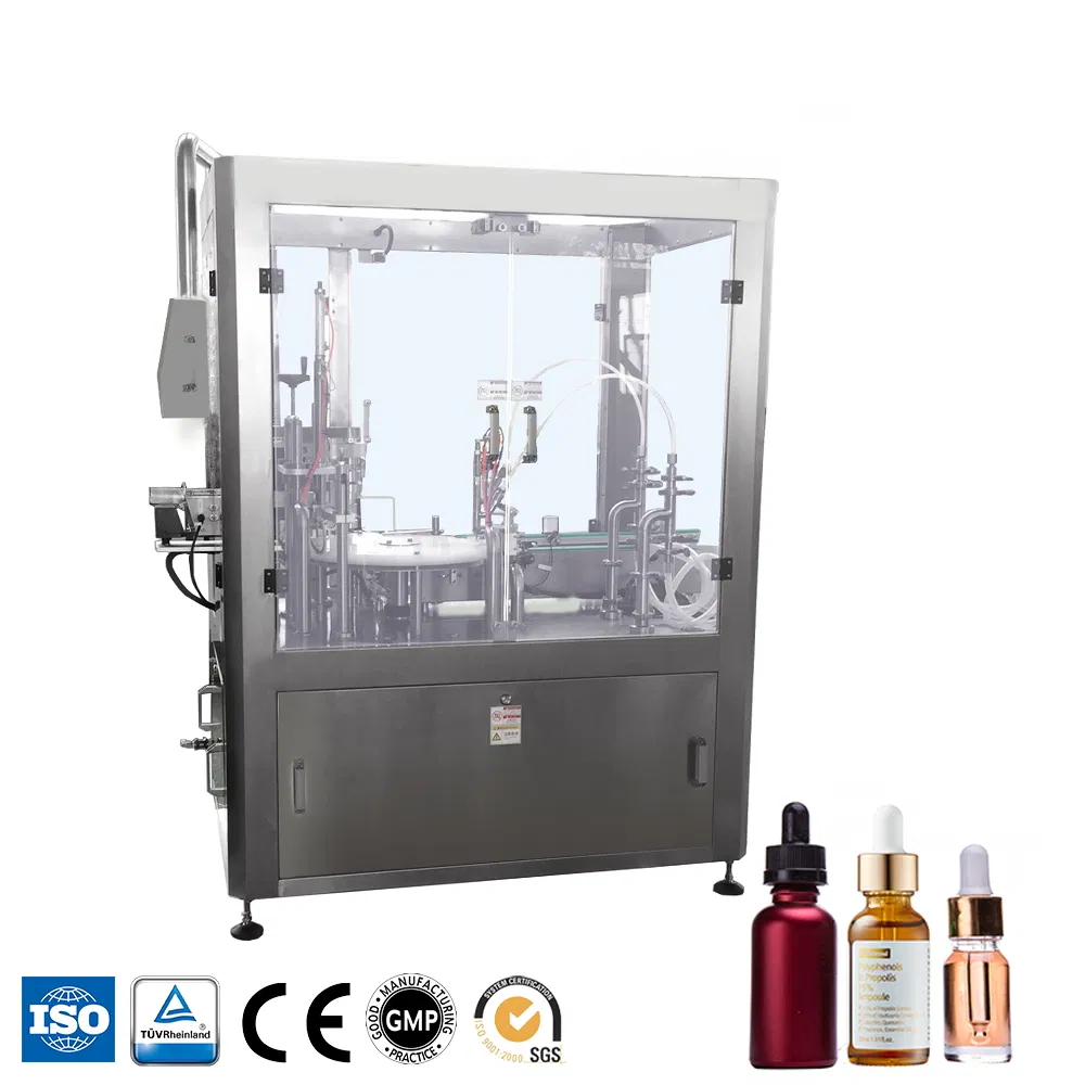 Automatic Liquid No-Drip Glass Bottle Pet Filling and Sealing Machine for 10ml Perfume, Essential Oils, Aromatherapy, Eye Drops, Cosmetics and Pharmaceuticals