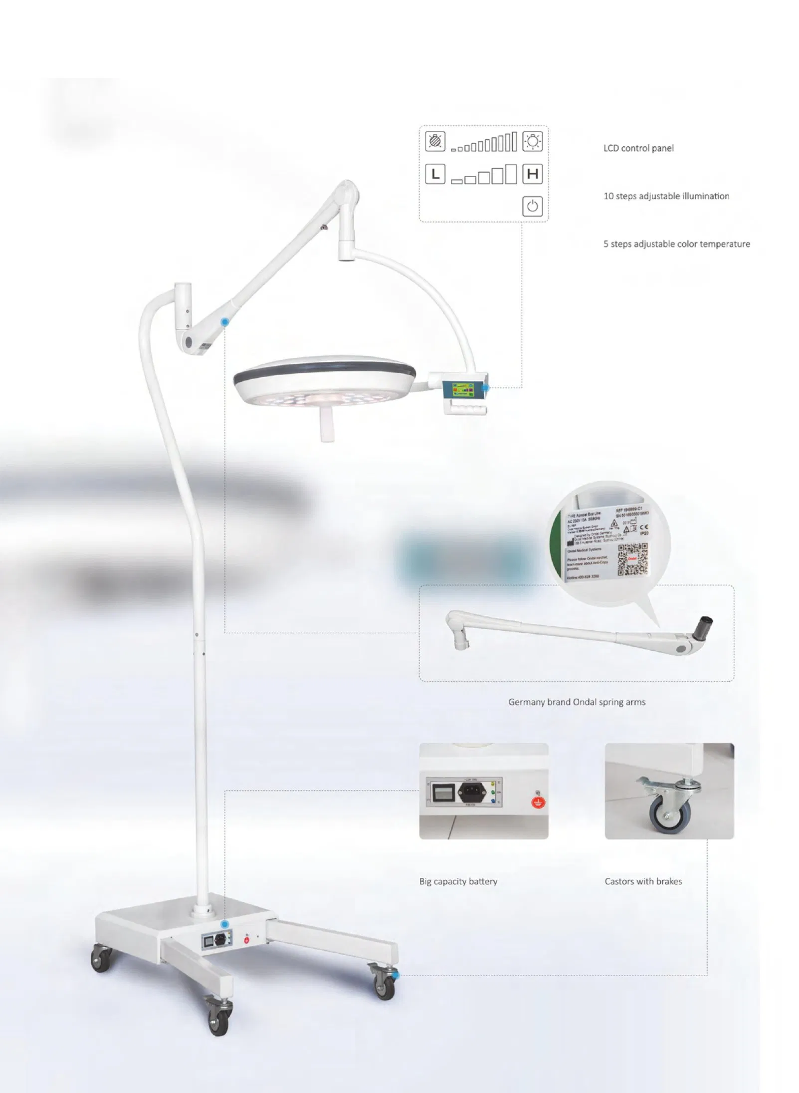 Ysot05LED-I Veterinary Mobile 5-Reflector LED Surgical Shadowless Operating Light