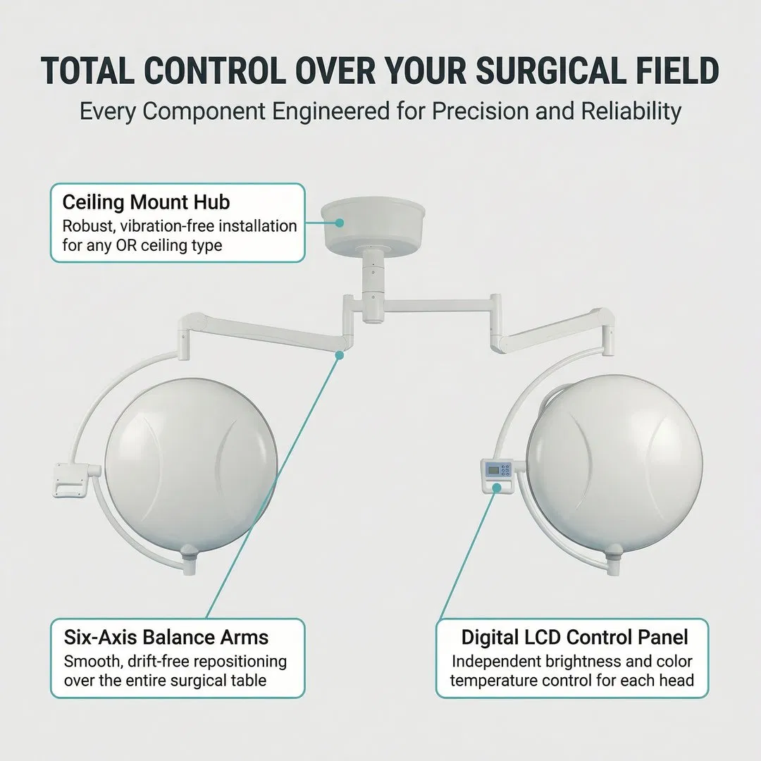 Ceiling-Mount Shadowless Veterinary LED Operating Light with Adjustable Arm High-CRI