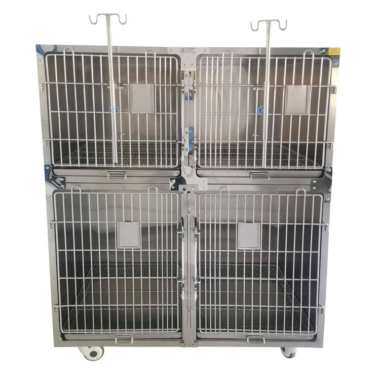 Stainless Steel Veterinary Cage Animal Hospital Pet Kennel Veterinary Recovery Cage Veterinary Medical Equipment Veterinary