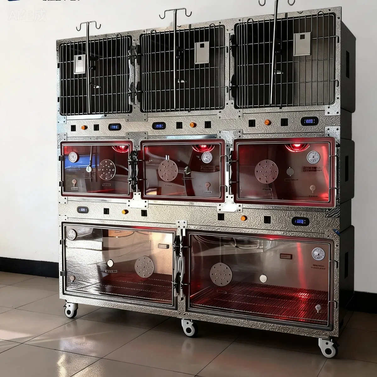 Veterinary Equipment Premium Heated Stainless Steel Oxygen Cage for Pets Recovery Needs