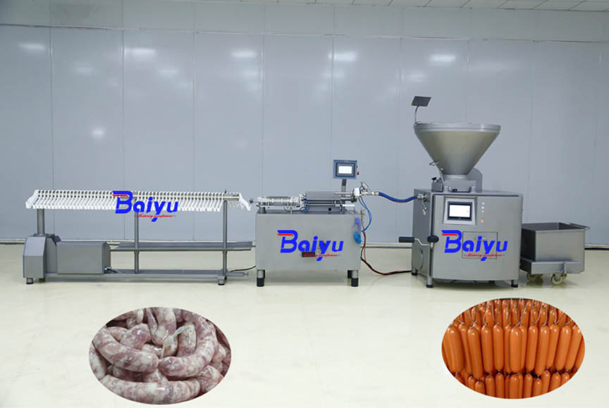 Baiyu Automatic Vacuum Sausage Production Line Smoked/Italian/Sausage Frankfurter Bratwurst Chorizo Salami Pork Beef Fish Chicken Processing Sausage Machine