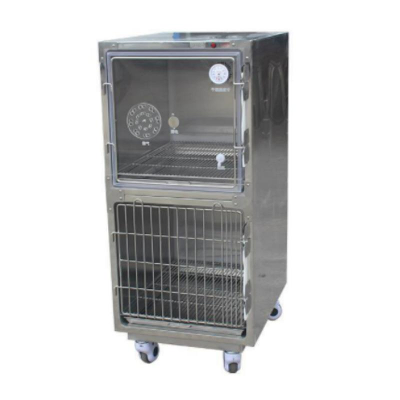 2 Layer Veterinary Recovery Cages Stainless Steel Oxygen Dog Cage