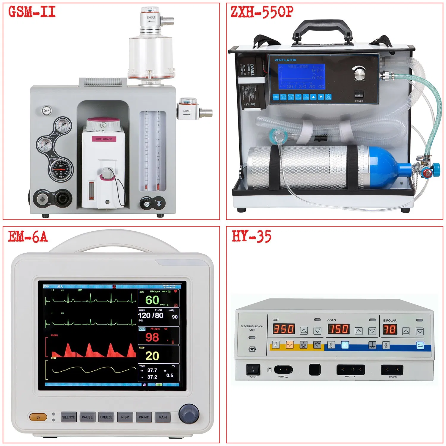Portable Veterinary/Human Anesthesia Machine/ICU Ventilator/Patient Monitor/Vaporizer Hospital Clinics Operation Room Instrument Surgical Medical Equipment