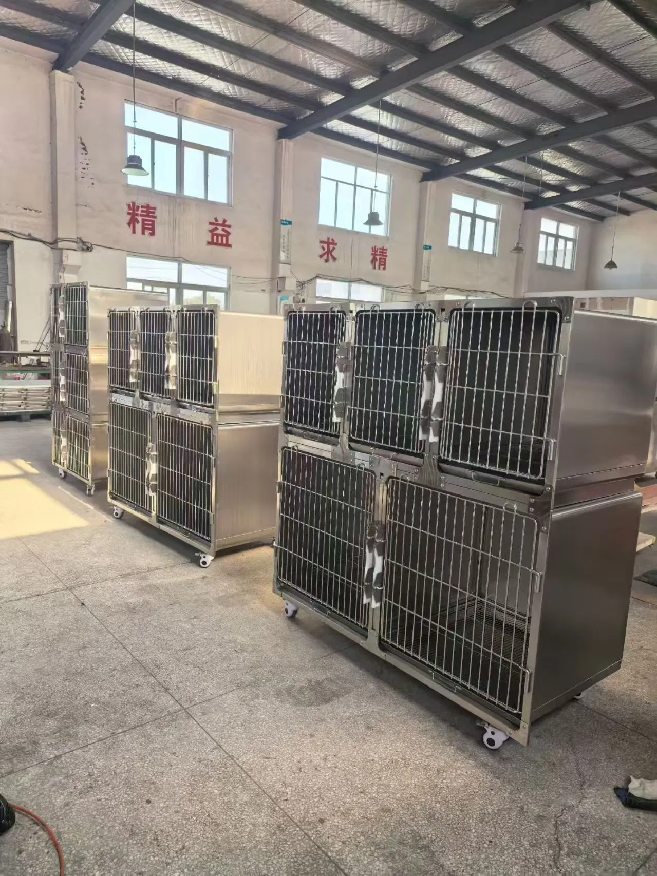 Stainless Steel Pet Hospital Cage ICU Recovery Cage with Drop Pan, for Dogs Cats Veterinary Clinic Kennel