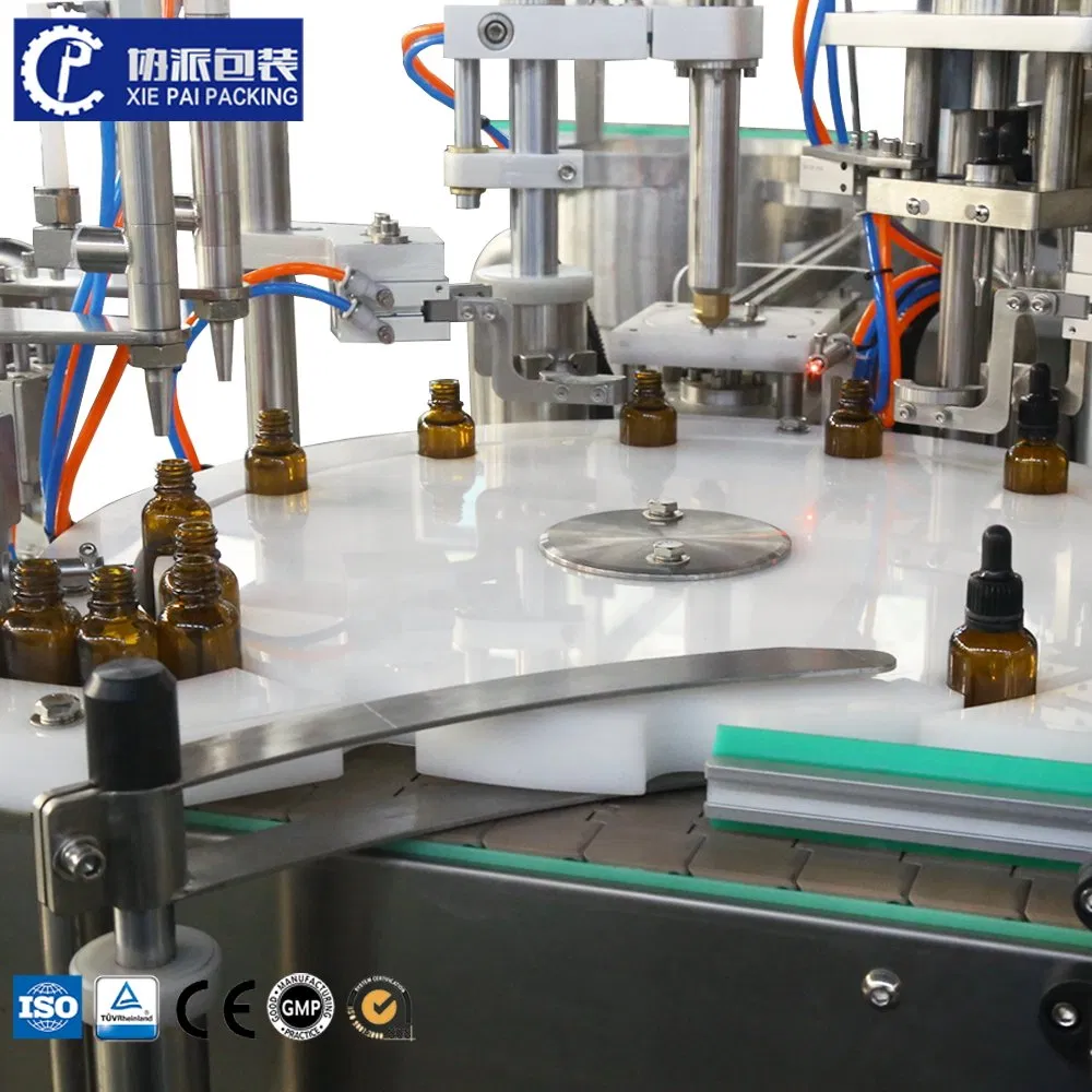 Automatic Liquid No-Drip Glass Bottle Pet Filling and Sealing Machine for 10ml Perfume, Essential Oils, Aromatherapy, Eye Drops, Cosmetics and Pharmaceuticals