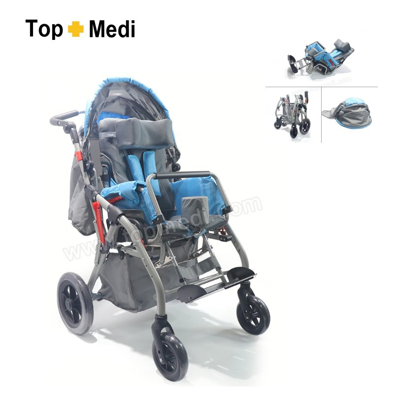 Pediatric Wheelchair for Cp Children (Ages 2-8) - Folding Aluminum Frame for Transfer