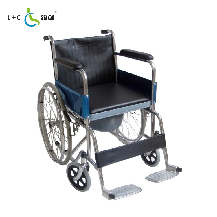 L&C Hot-Selling Chinese Manufacturer Steel Commode Wheelchair 609 with Potty for Disabled Cheap Price Foshan Wheel Chair