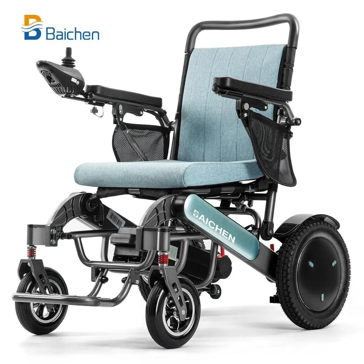 2024 New Luxury Aluminum All Terrain off Road Foldable Portable Travel Remote Control Disabled Electric Wheelchair for Adults