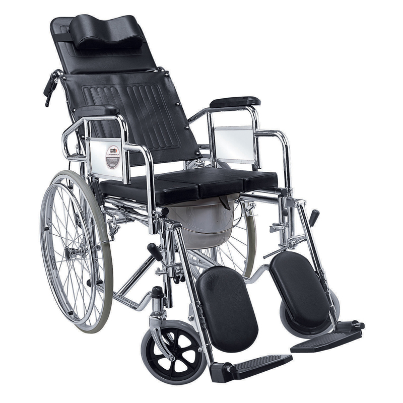Shower Chair Rolling Transport Toilet Commode Wheelchair for Seniors and Disabled