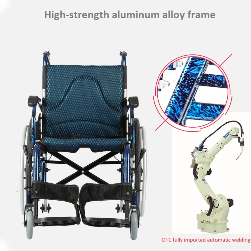 Ksm-201 Manual Folding Handicapped Wheelchair Aluminum Cheapest Manual Wheelchair with Parking Function