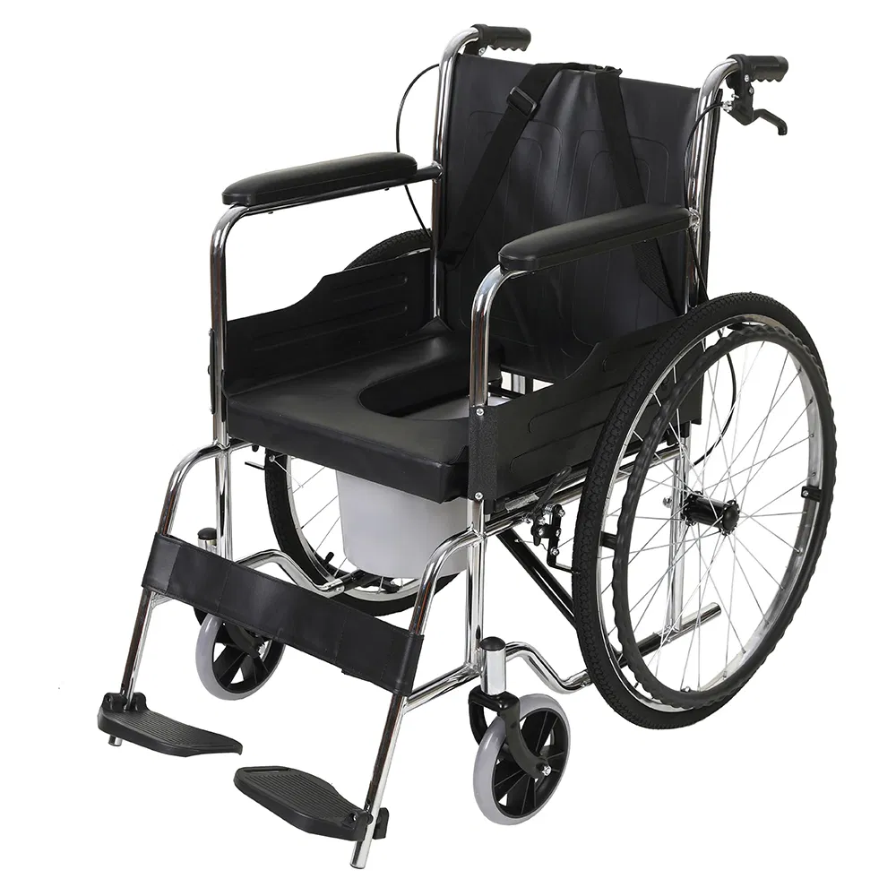 Versatile Aluminum Light Weight Wheelchair with Commode for Daily Use