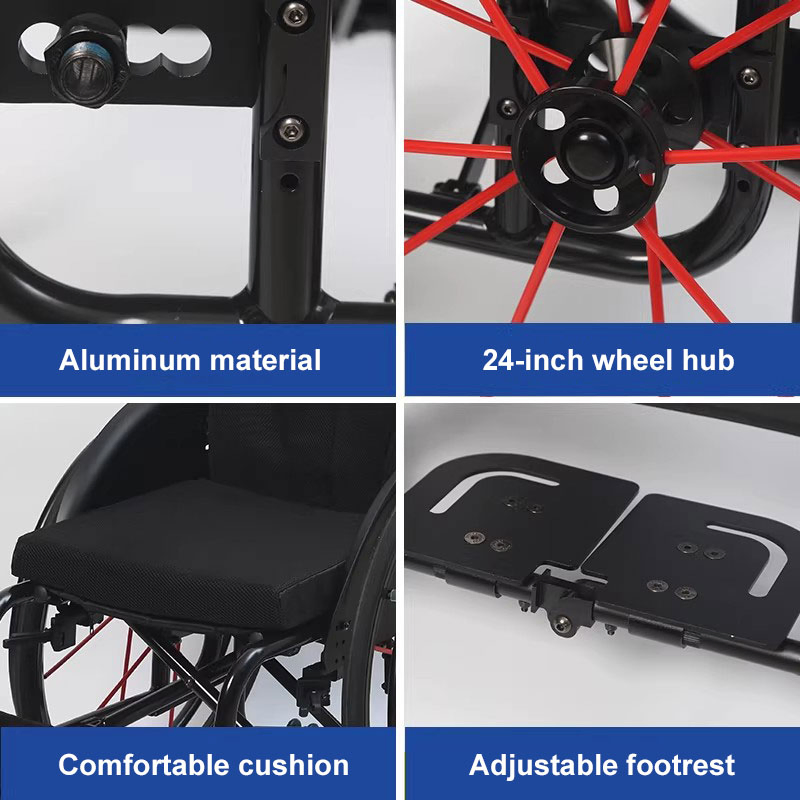 Portable Folding Aluminum Manual Active Wheelchair for Travel