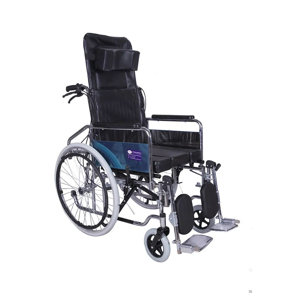 Adjustable Reclining Wheelchair with Commode Manufacturer Supply