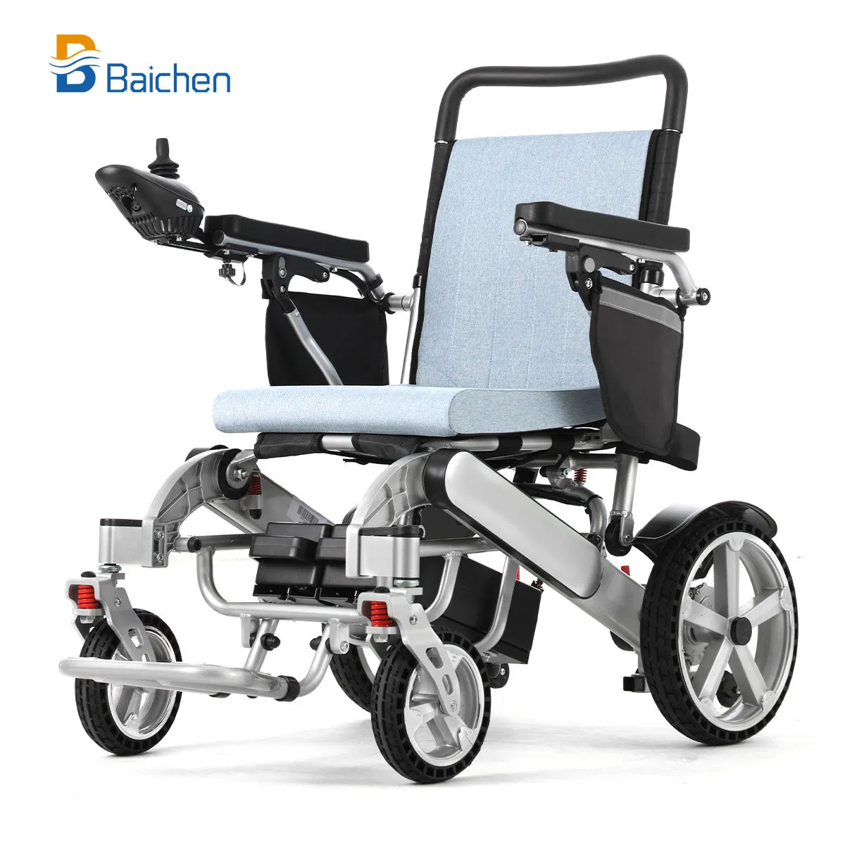 Baichen Luxury Aluminum All Terrain off Road Foldable Portable Travel Remote Control Disabled Electric Wheelchair for Adults