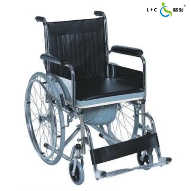 L&C Hot-Selling Chinese Manufacturer Steel Commode Wheelchair 609 with Potty for Disabled Cheap Price Foshan Wheel Chair