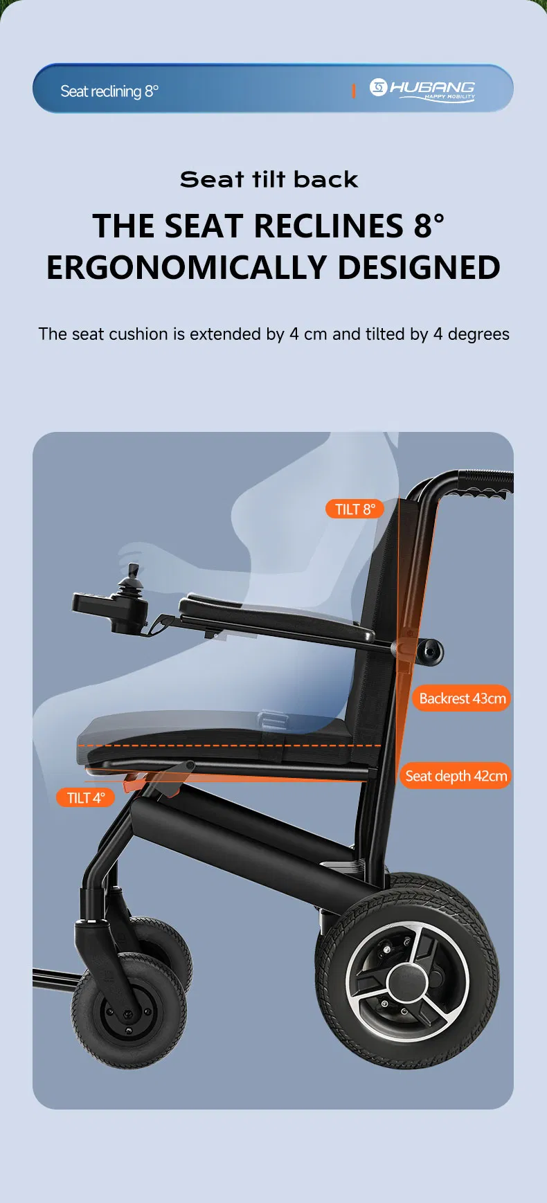 Foldable Electric Wheelchair with Carbon Fiber Frame and Smart Brake System