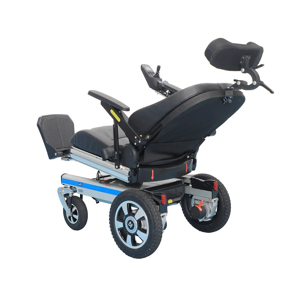 Footrest Backrest Headrest Adjustment All Terrain Aluminium Alloy Electric Wheelchair for Elderly