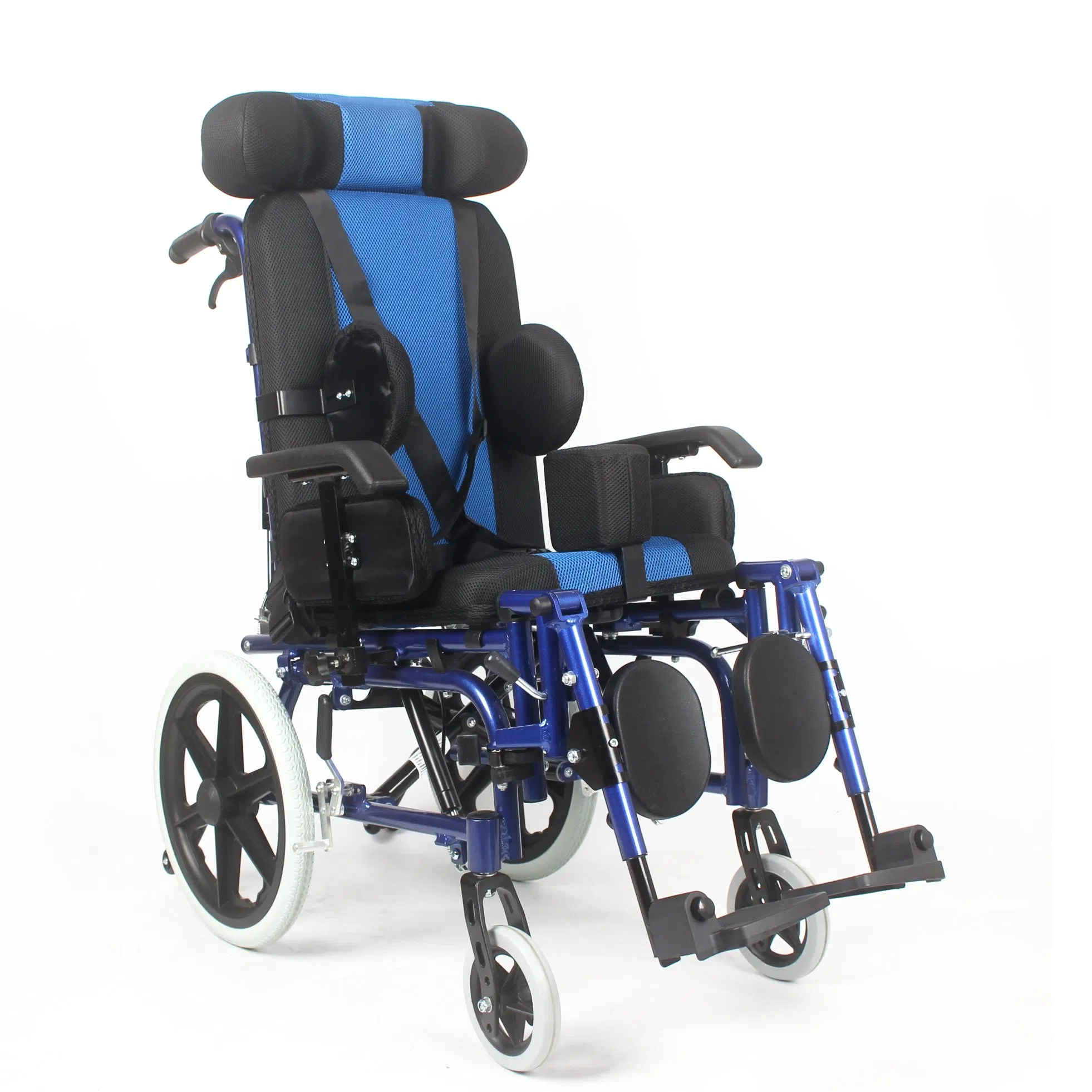 Pediatric Cerebral Palsy Manual Wheelchair for Kids Tilted Seat and Reclining Backrest
