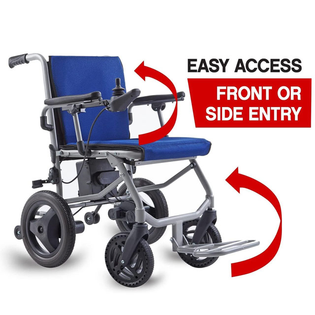 2024 Outdoor and Indoor Use Super Lightweight Foldable Easy Portable Aluminum Cheap Ultra Light Electric Wheelchair for Disabled