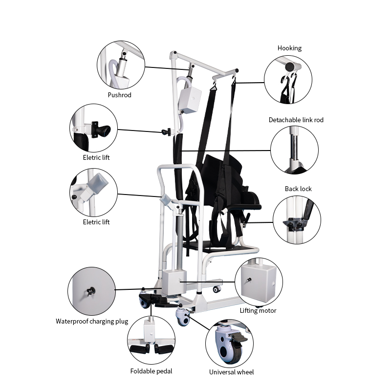 Elderly Portable Transfer Lift Wheelchair Nursing Chair Lift Sling with Commode