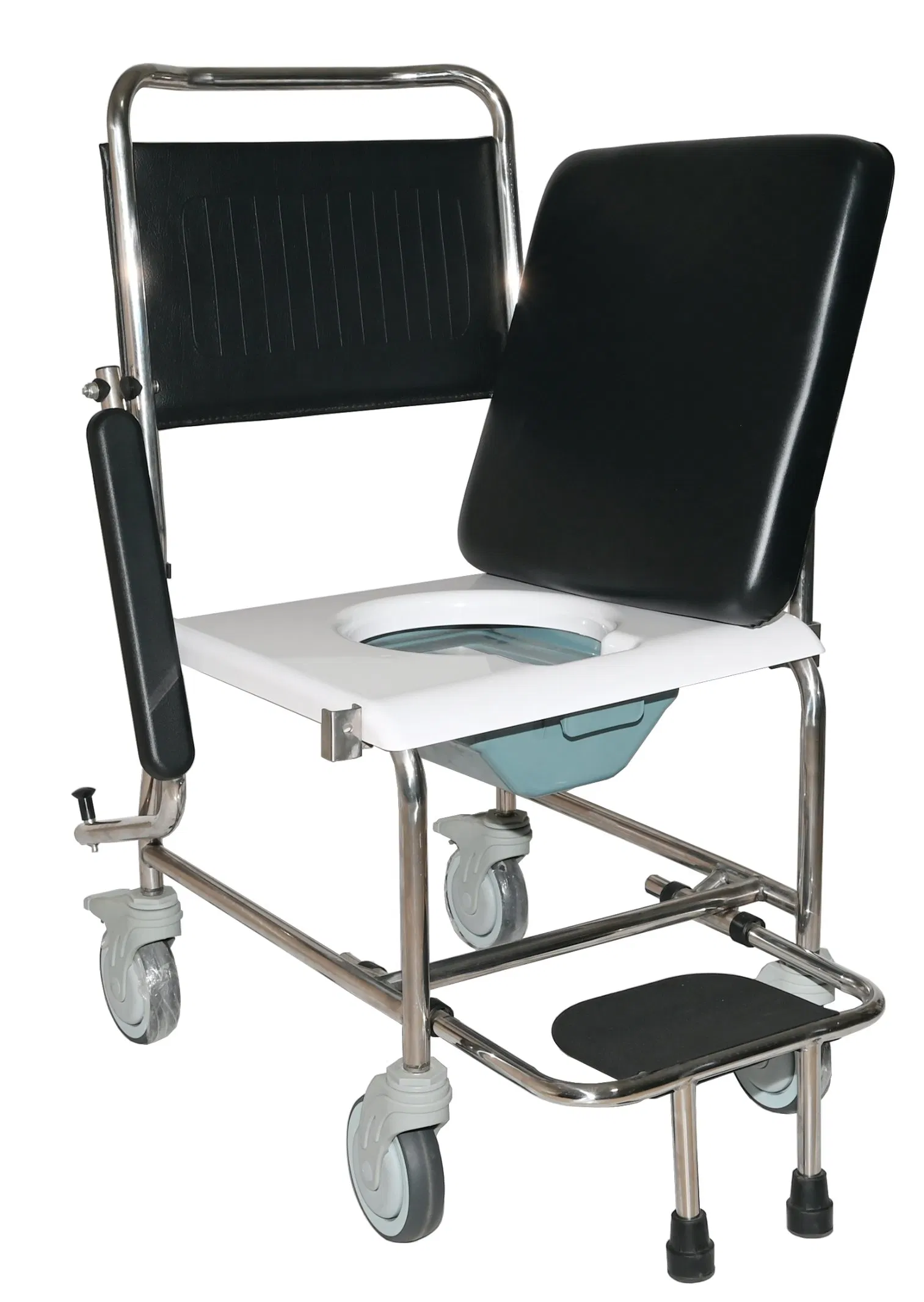 Stainless Steel Commode Medical Wheelchair