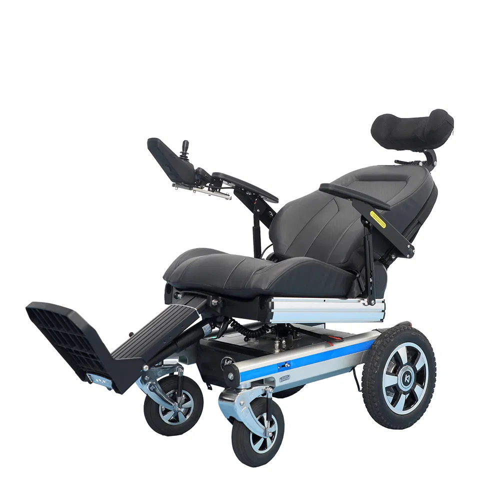 Footrest Backrest Headrest Adjustment All Terrain Aluminium Alloy Electric Wheelchair for Elderly