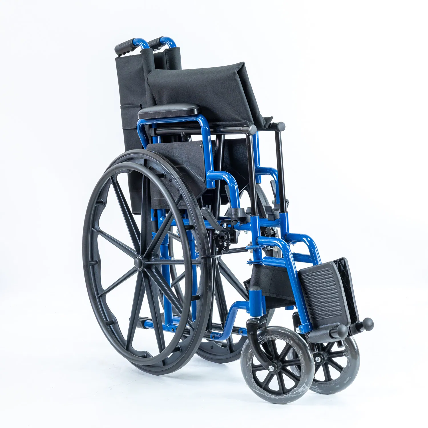 24 Inch Folding Steel Transport Manual Wheelchair with Swing Legs