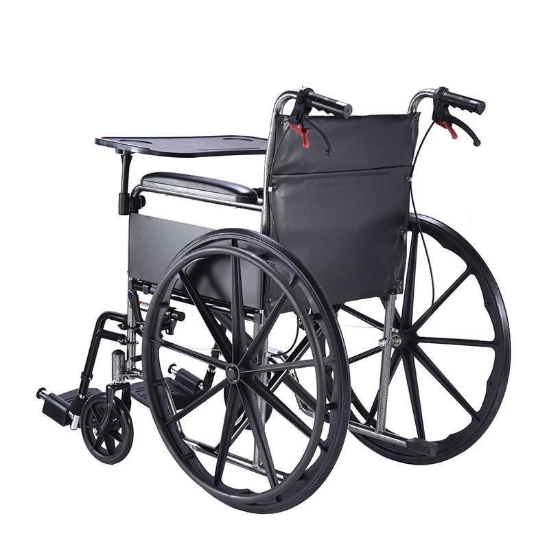 Steel Commode Wheelchair with Integrated Toilet &amp; Adjustable Table for Elderly/Disabled Home Care