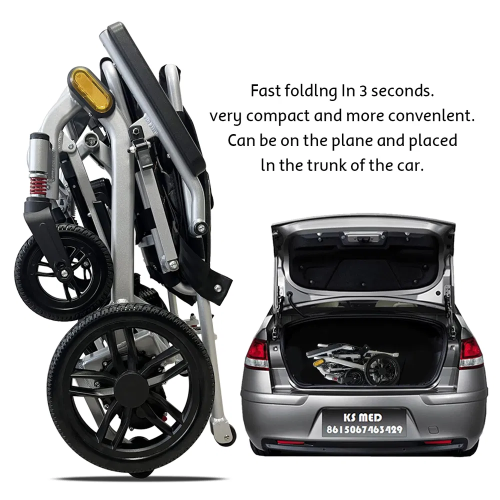 Ksm-603 Hot Selling Cheap Lightweight Wheelchair Power Portable Travel Wheel Chair Foldable Electric Wheelchairs for Disabled