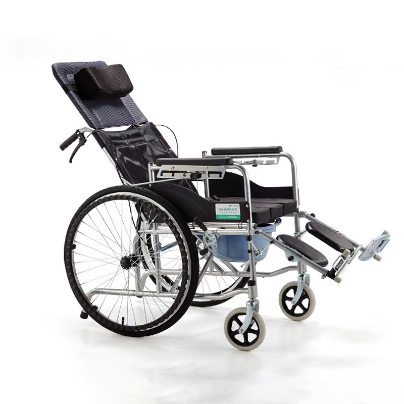 Lying Reclining Commode Wheels Chair Toilet Wheelchair Manual for Elderly and Disabled