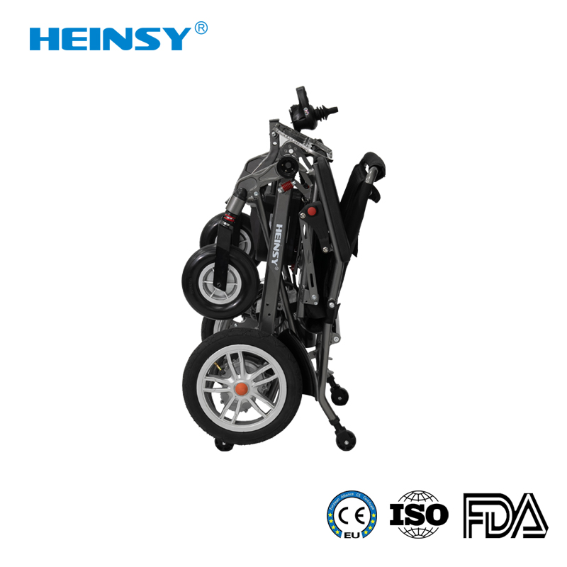 Hes-09 Carried on Airplanes Folding Electric Wheelchair Lightweight Foldable Motorized Wheelchair for Elderly Disabled Transport