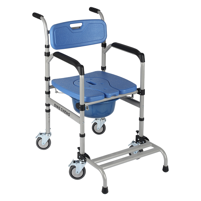 Dl-6022t Shower &amp; Toilet Wheelchair for Disabled - Waterproof Rolling Commode with Removable Basin