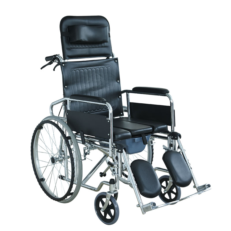 Shower Chair Rolling Transport Toilet Commode Wheelchair for Seniors and Disabled