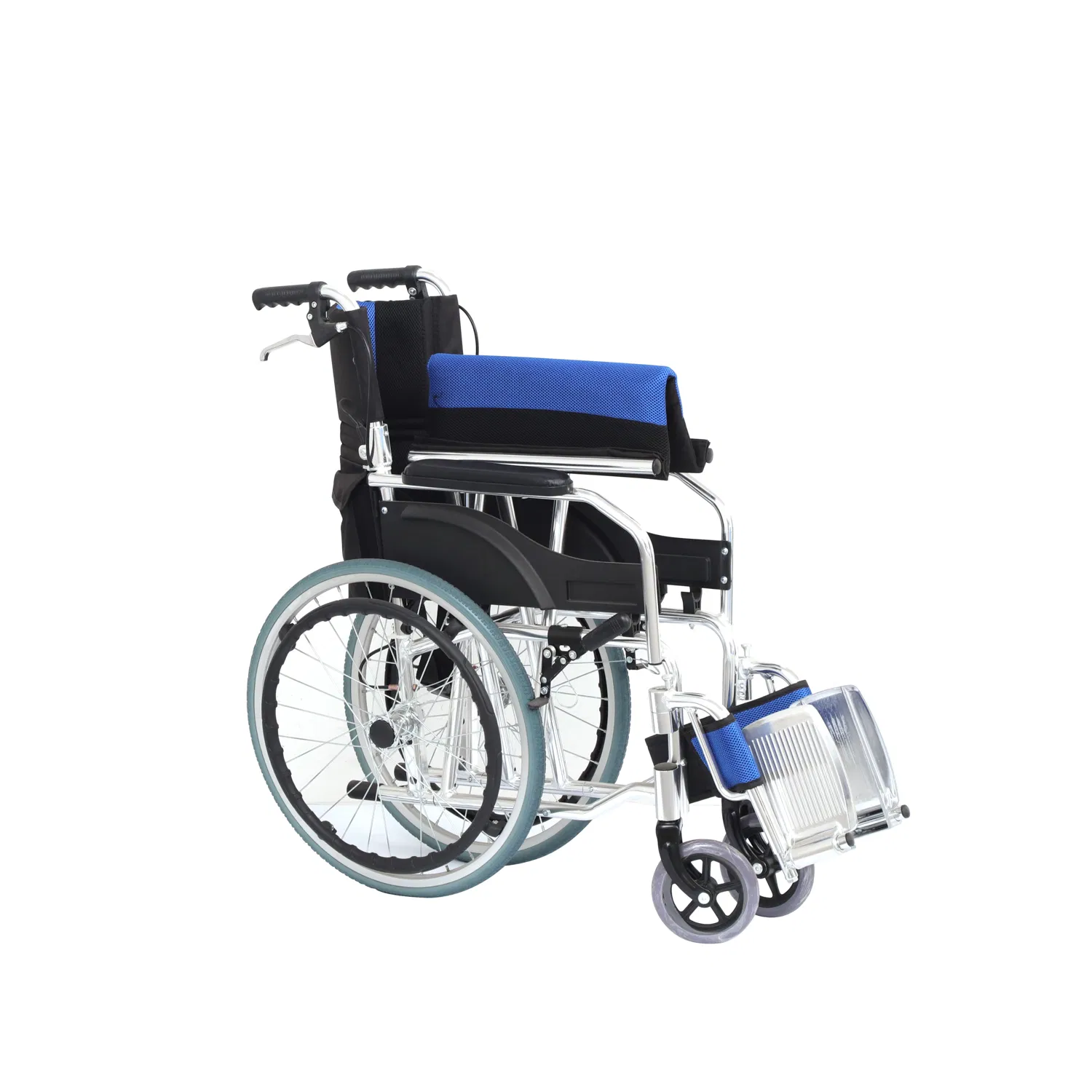 Lightweight Transport Wheelchair with Handbrakes, Folding Transport Chair for Adults