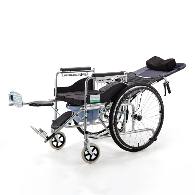 Lying Reclining Commode Wheels Chair Toilet Wheelchair Manual for Elderly and Disabled