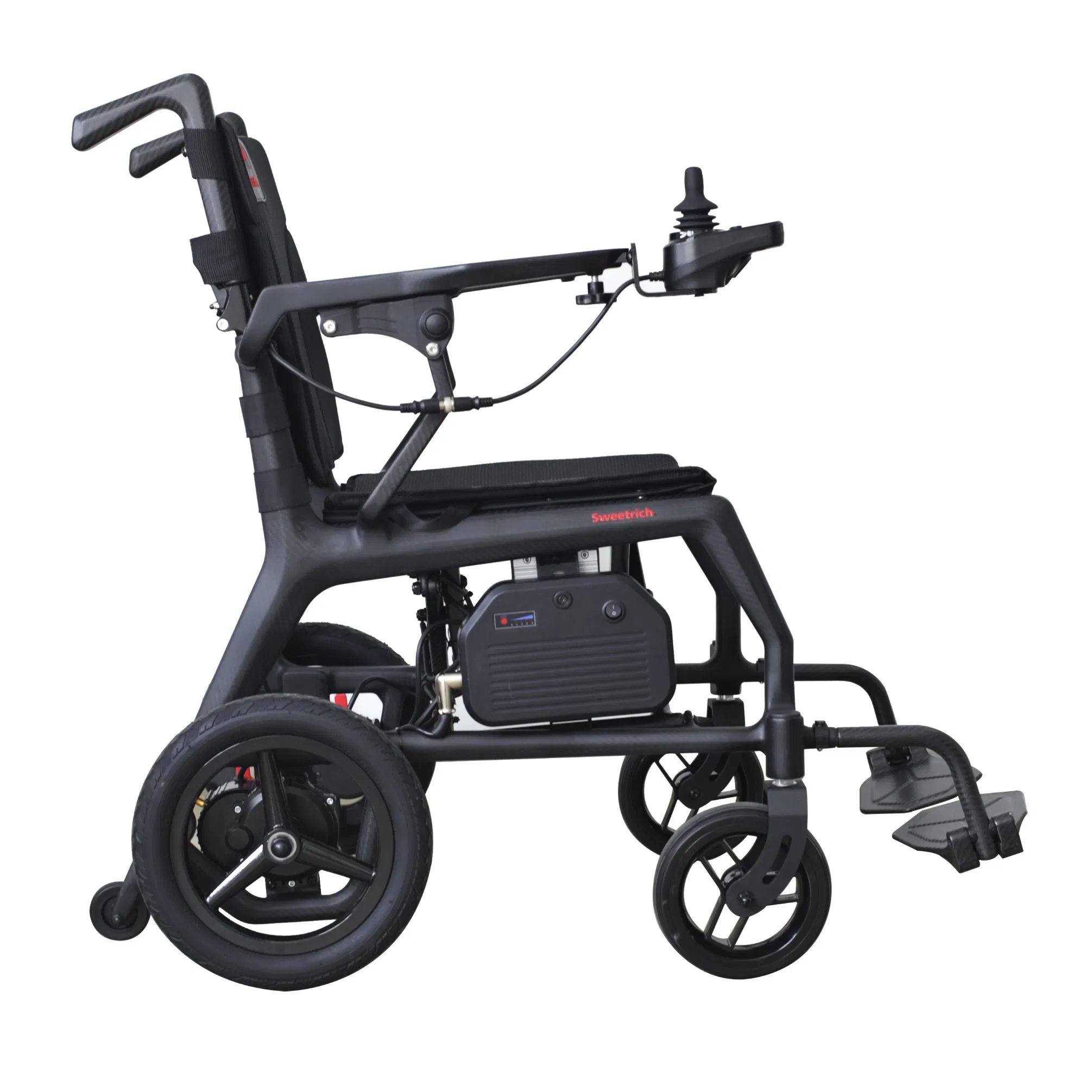 Ultra Light Outdoor Medical Care Carbon Fiber Air Plane Leisure All Terrain Traveling Folding Lightweight Portable Disabled Electric Wheelchair