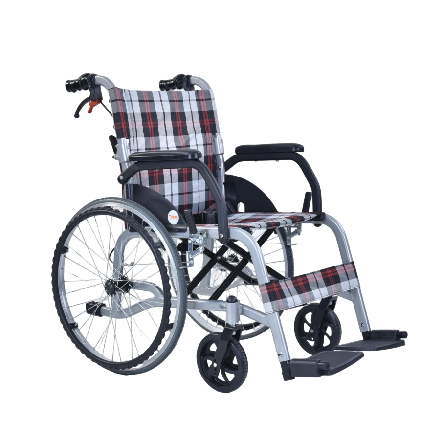 Comfortable Leather Pad Fixed Legrest Manual Medical Wheelchair