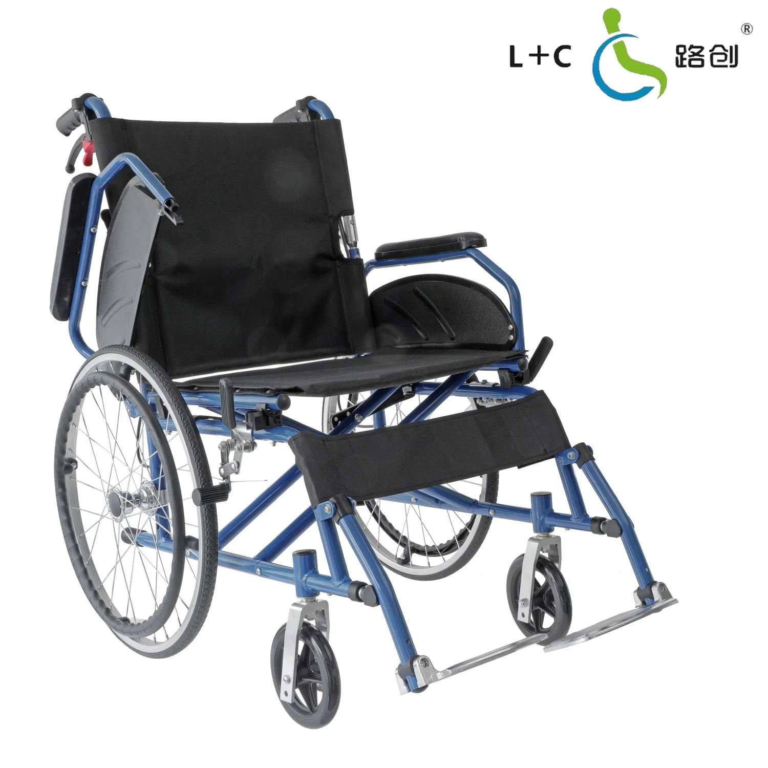 Aluminum Lightweight Functional Outdoor Wheelchair with Filp up Armrest Drop Back Handle for Elderly and Handicapped People Easy to Carry