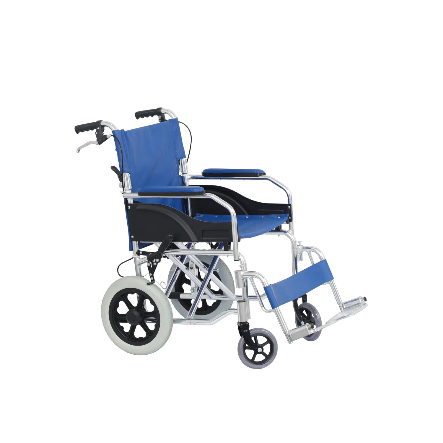 Lightweight Transport Wheelchair with Handbrakes, Folding Transport Chair for Adults