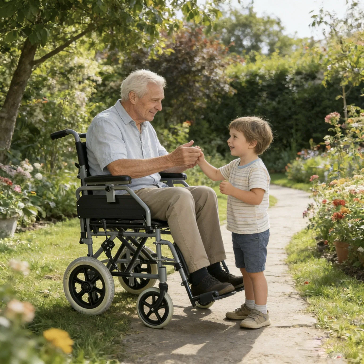 Mdr Black Portable Wheelchair with Detachable Legrests for Seniors' Daily Travel and Home Care