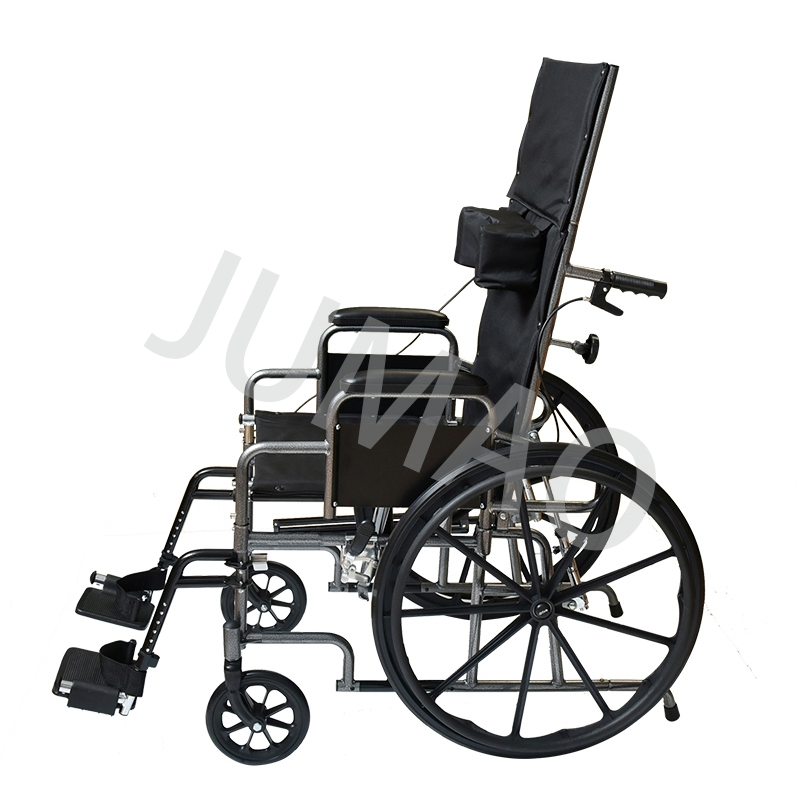 Reclining Steel Wheelchair with Anti-Tipper Headrest Elevating Legrest Seat Width 20 Inch